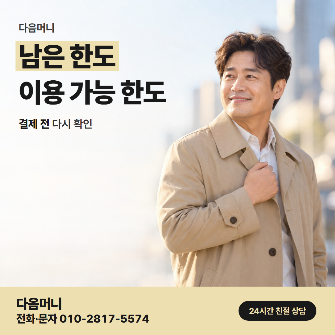 다음머니 청주카드깡 남은 한도